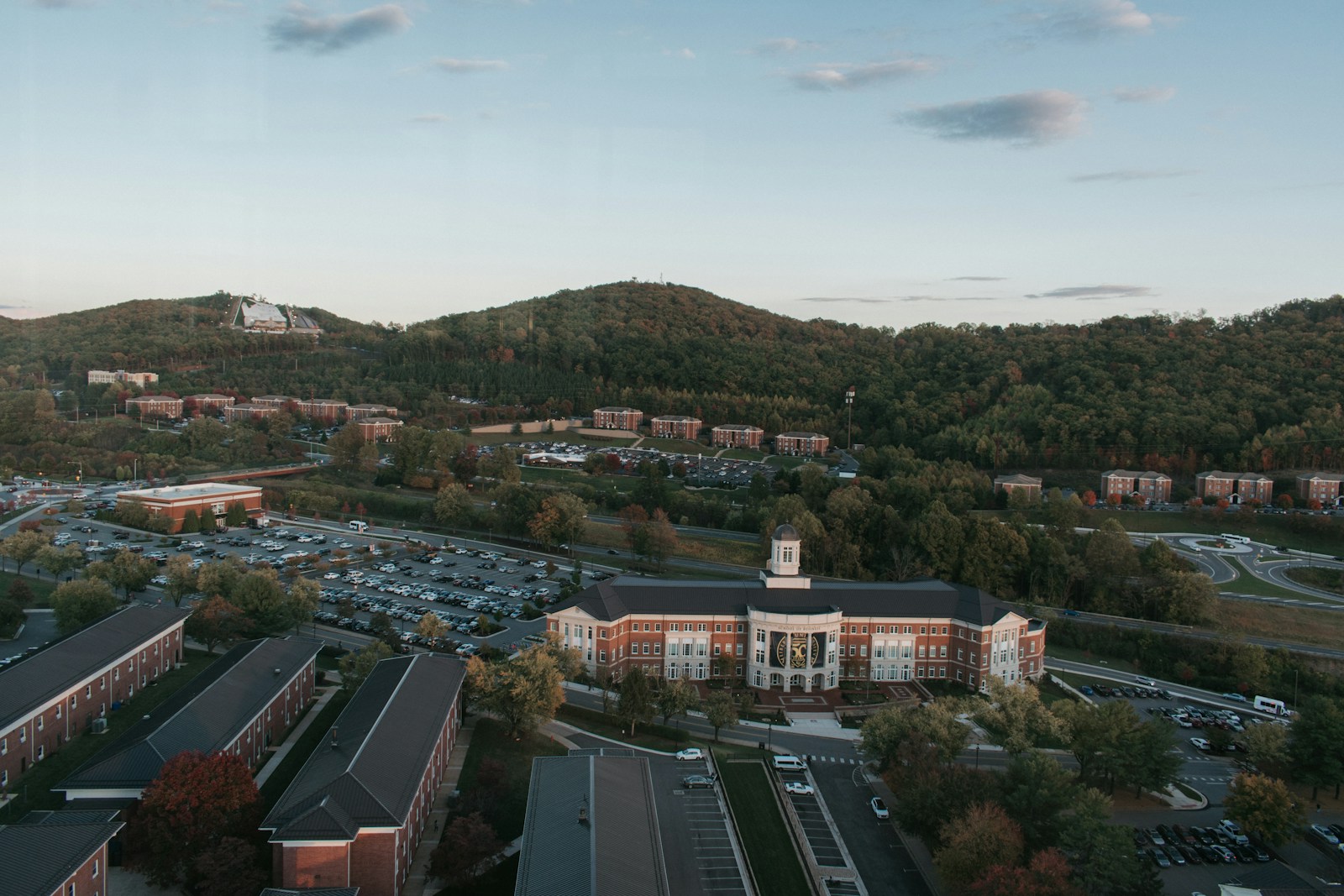 An aerial view of a Lynchburg Virginia campus.